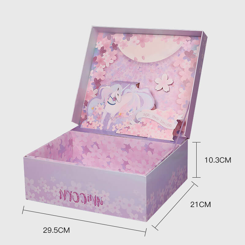 Unicorn gift box stereo cherry blossom pearl paper wedding gift box packaging box